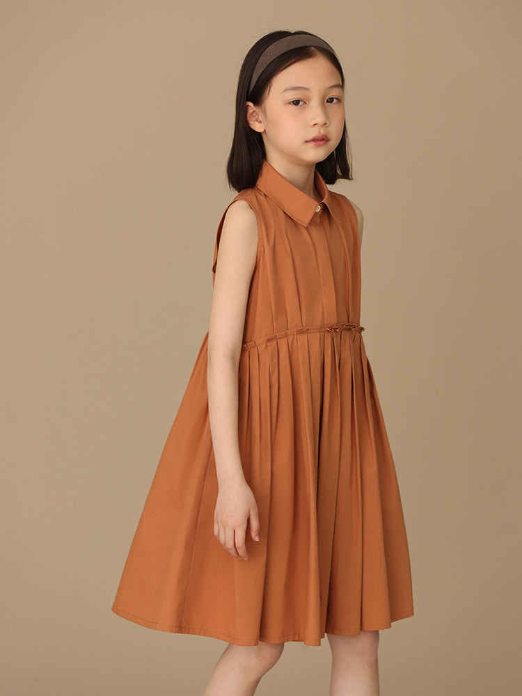 K5032 - Shirred sleeveless shirt dress