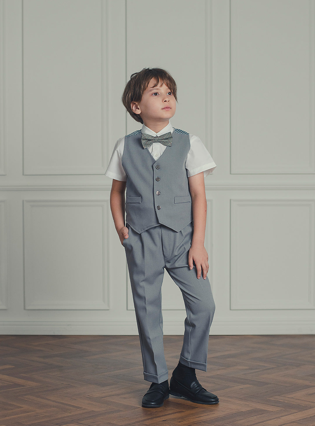 アーサーライトグレーベストスーツセット(ベスト、長ズボン)
