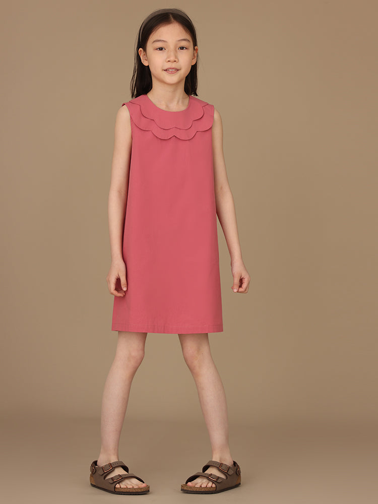 K3040 - Double scalloped collar sleeveless cotton dress