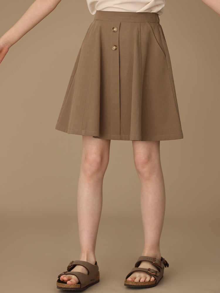 K5030 - ポケット付きブラウン℃Aラインスカート