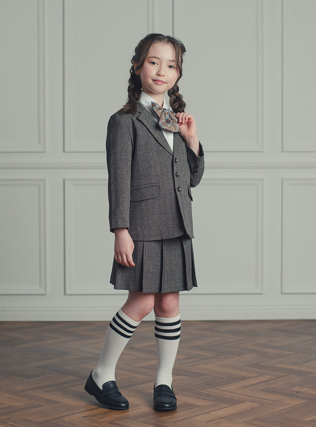 バードブラウンスカートスーツ2ピースセット(ジャケット、スカート)