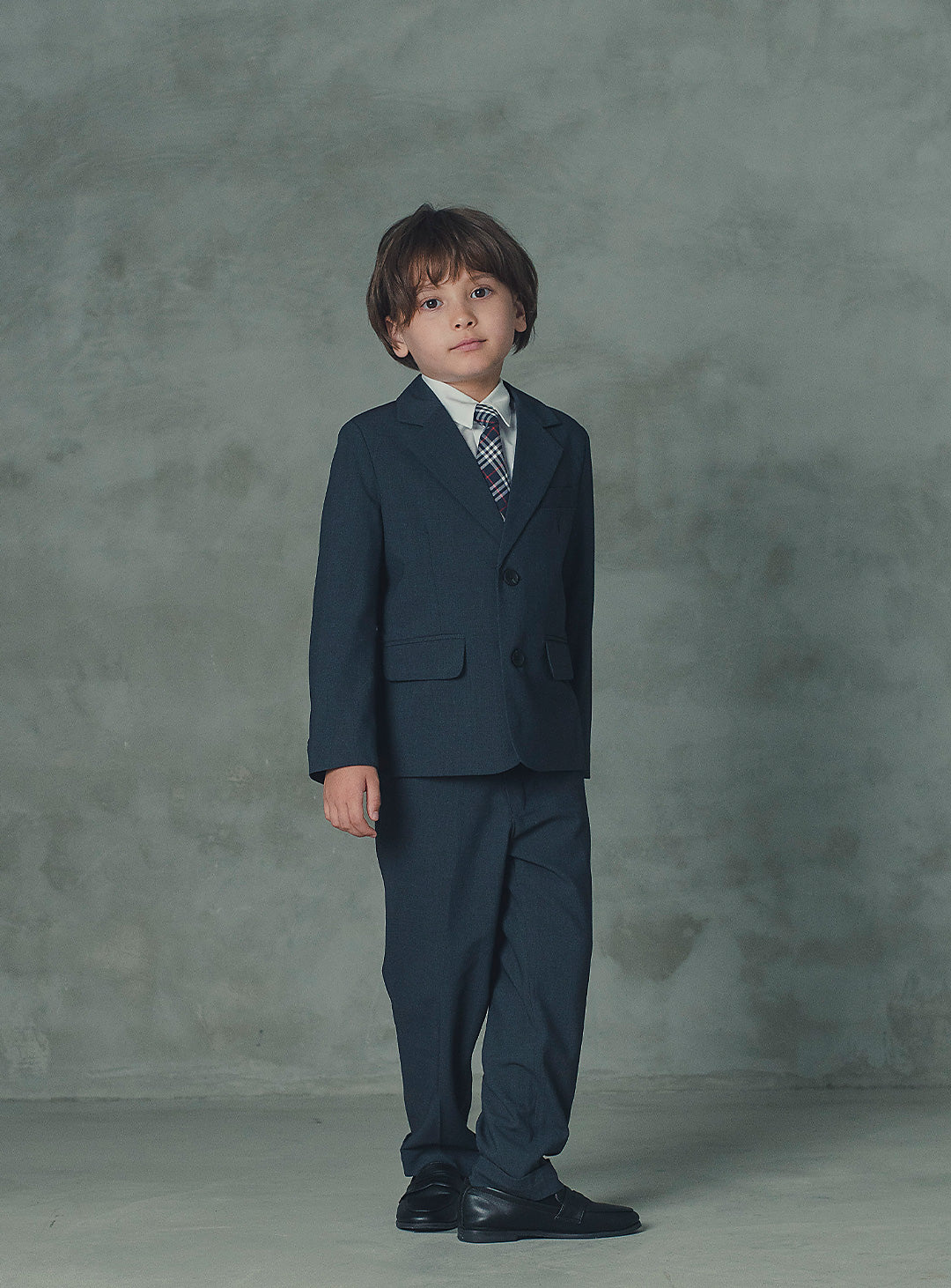 アレックスチャコールウール混スーツセット(ジャケット、長ズボン)