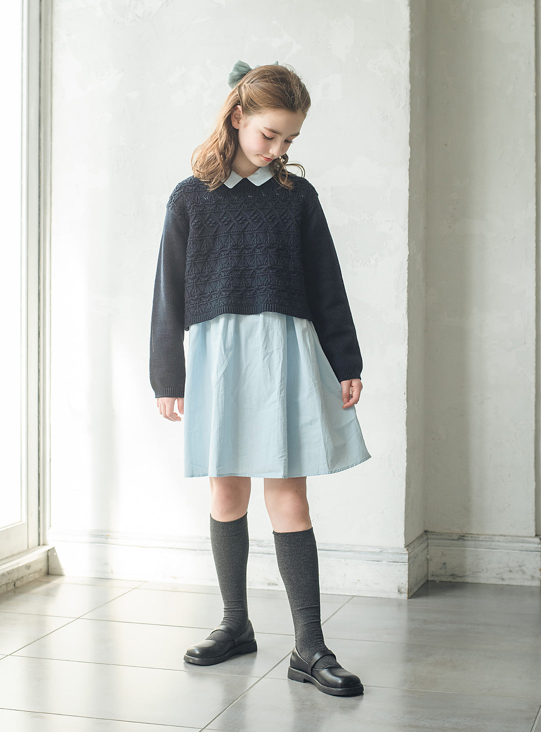 ニット×コットンワンピースセットアップ