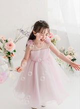 子供ドレス発表会・結婚式・おしゃれなDRESCCOのマグノリアフラワーピンクバイオレットドレスの画像4