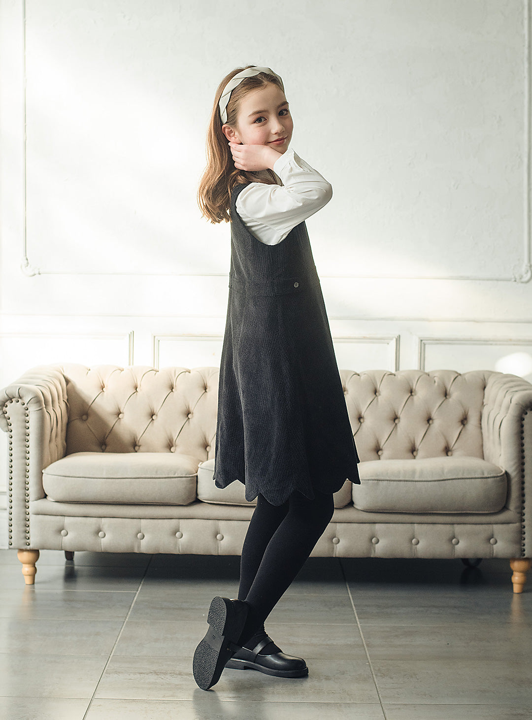 コーデュロイブラックワンピース