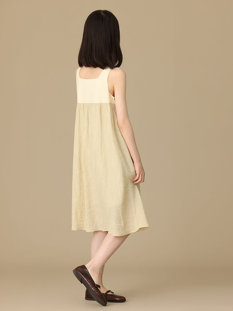 K6028 - Square neck simple wrinkled dress