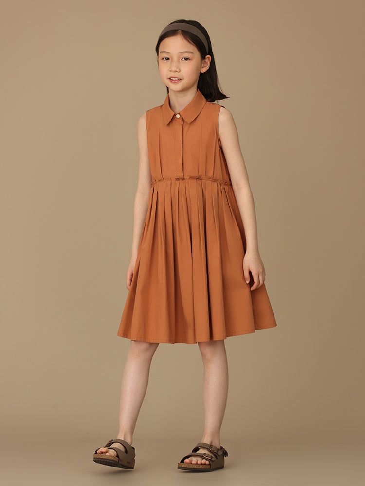 K5032 - Shirred sleeveless shirt dress