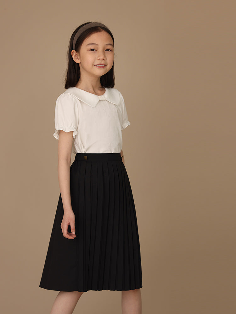 K3070 - Viscose black pleated skirt