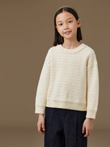 K10053 - ヘリンボーン編みアイボリーセーター