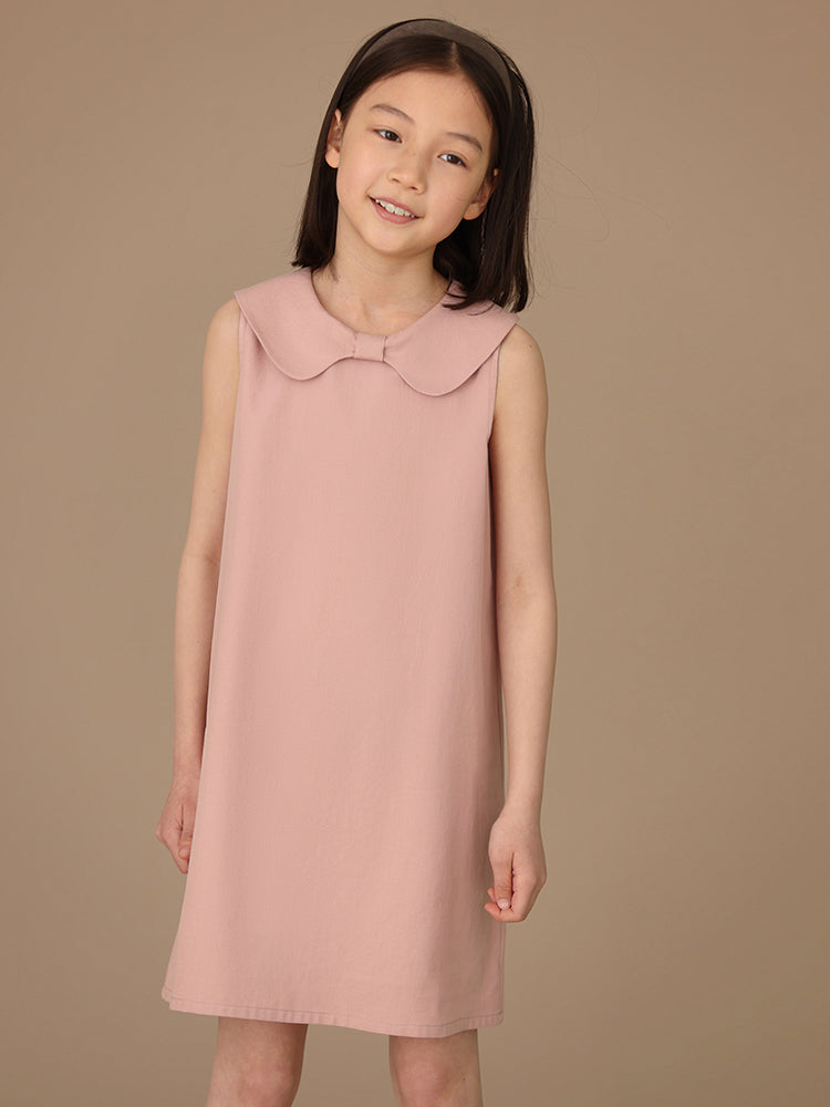 K3041 - Light pink big bow collar sleeveless dress