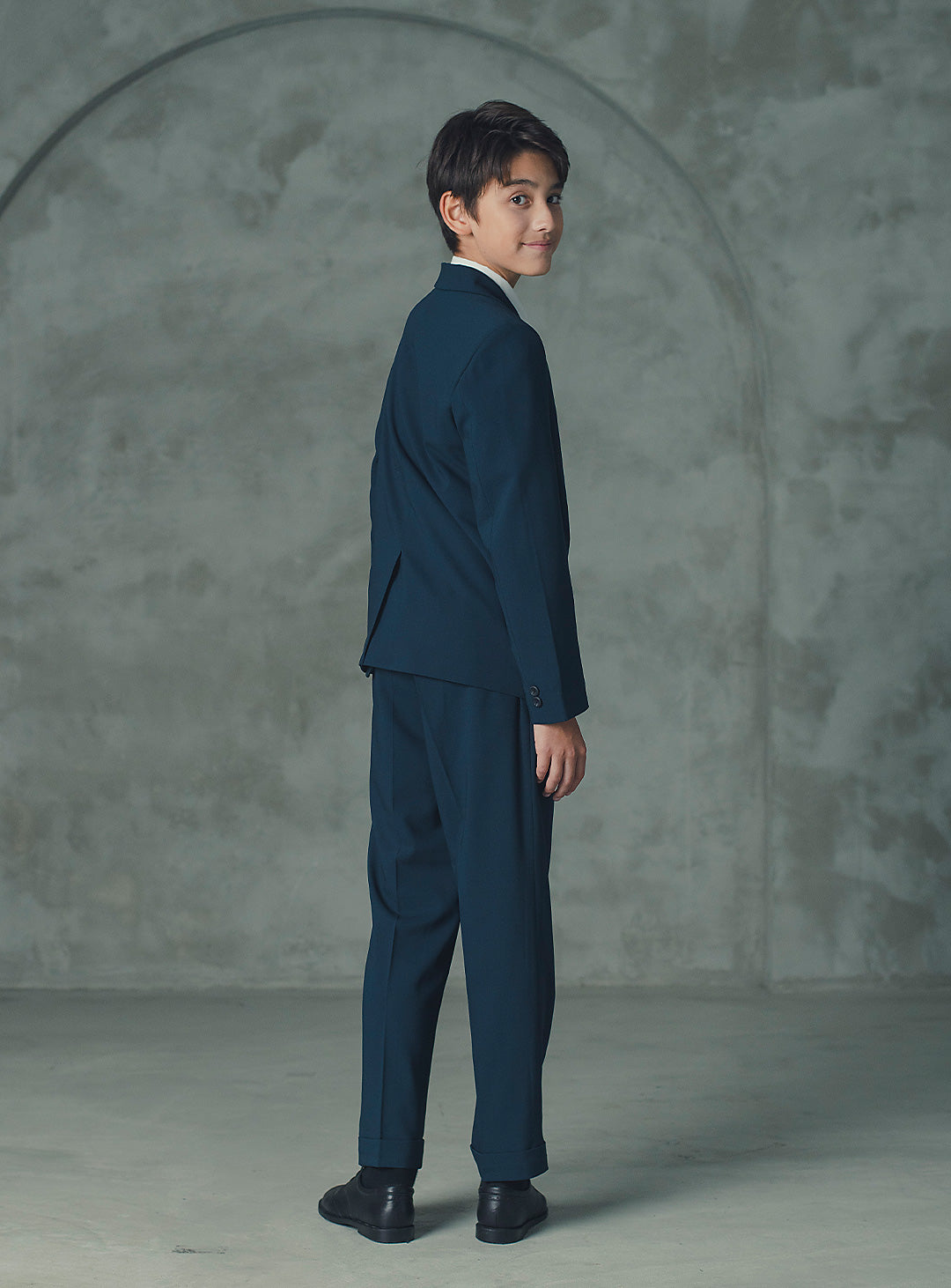 エドワードネイビーウール混シングルブレストスーツセット(ジャケット、長ズボン)