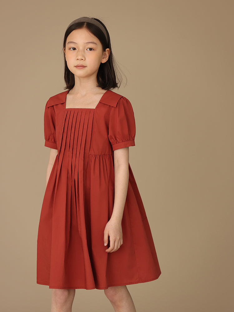 K5024 - Pintucked square neck cotton dress