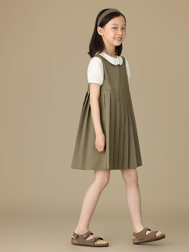 K5074 - Khaki pleated layered dress