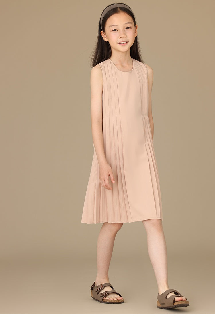 K6047 - Baby pink side pleated dress