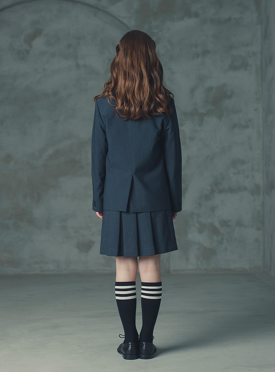 アメリアチャコールウール混ジャケットプリーツスカート2ピースセット(ジャケット、スカート)