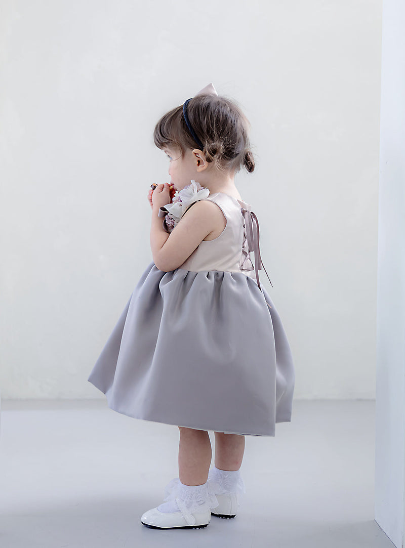 子供ドレス発表会・結婚式・おしゃれなDRESCCOのベビー・ビクトリアグレイXインディピンクドレスの画像6