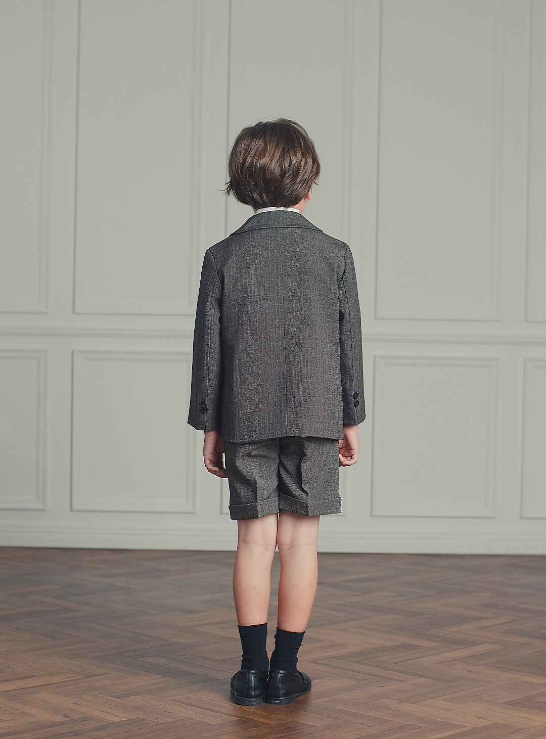 シャドーブラウンバードカジュアルスーツセット(ジャケット、半ズボン)