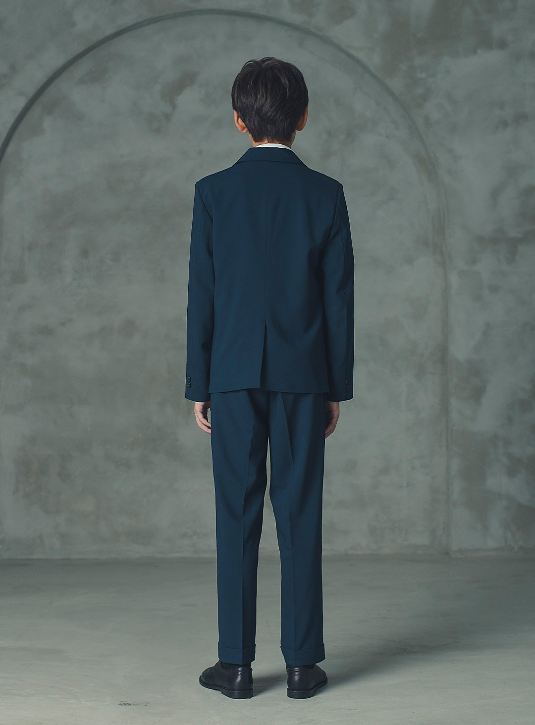 エドワードネイビーウール混シングルブレストスーツセット(ジャケット、長ズボン)