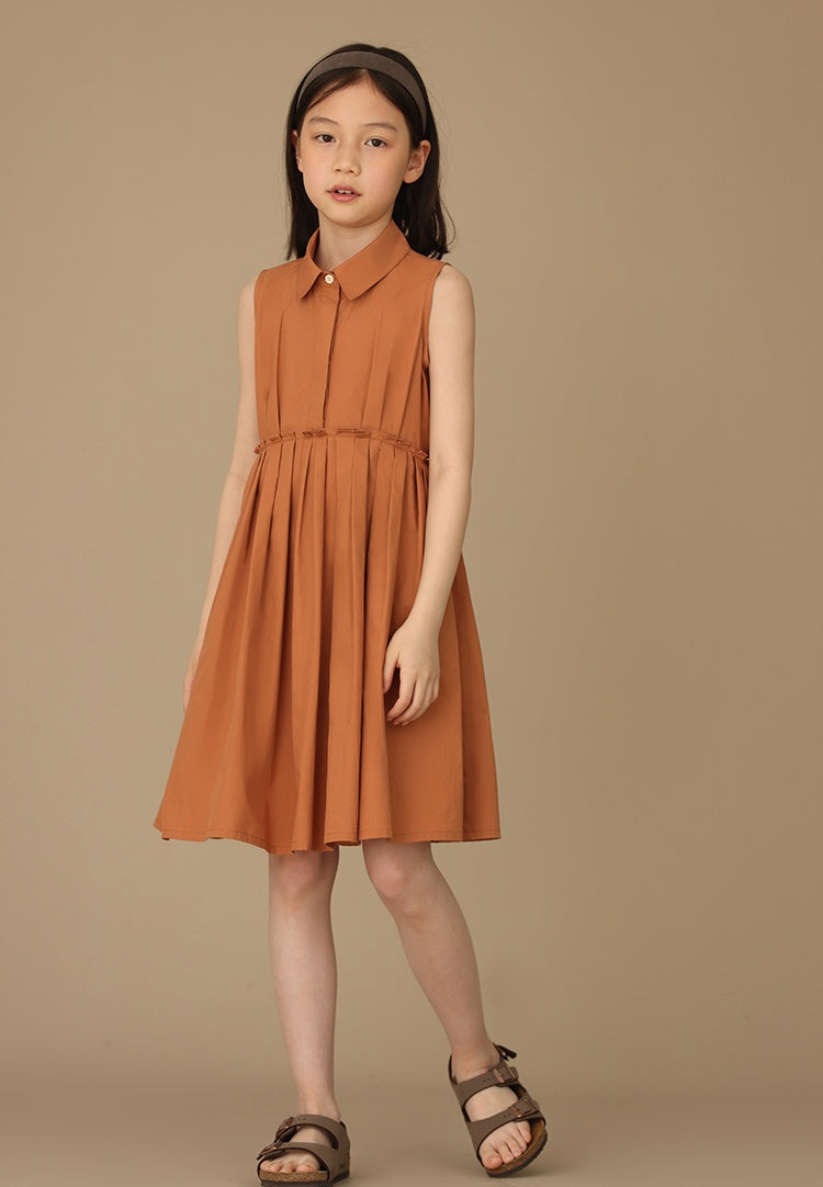 K5032 - Shirred sleeveless shirt dress