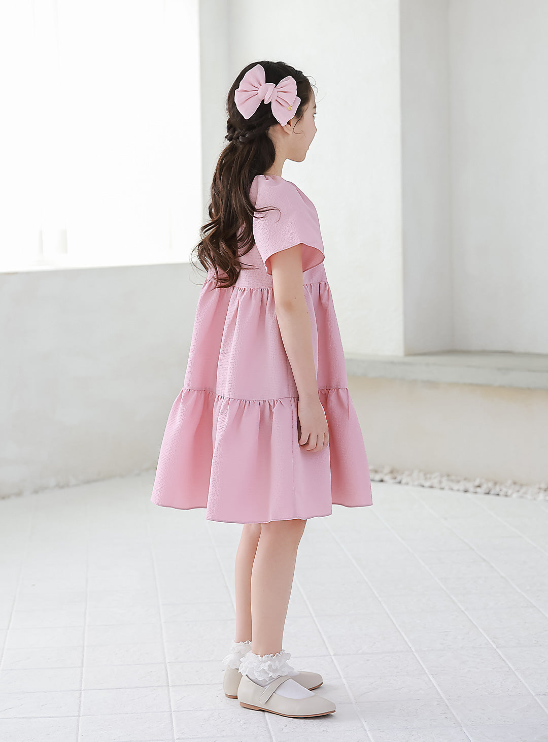 K5049 - Baby pink tiered dress