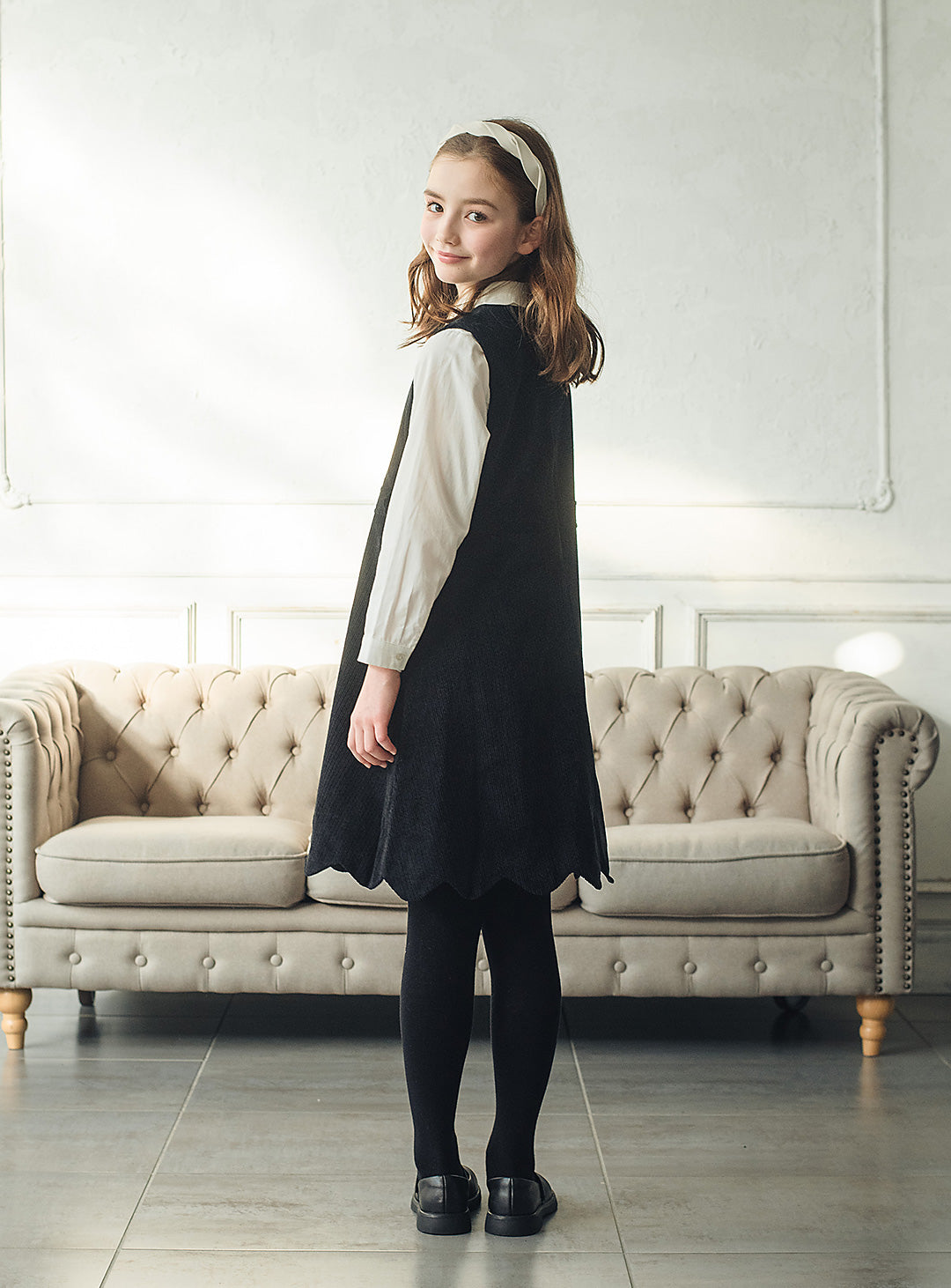 コーデュロイブラックワンピース