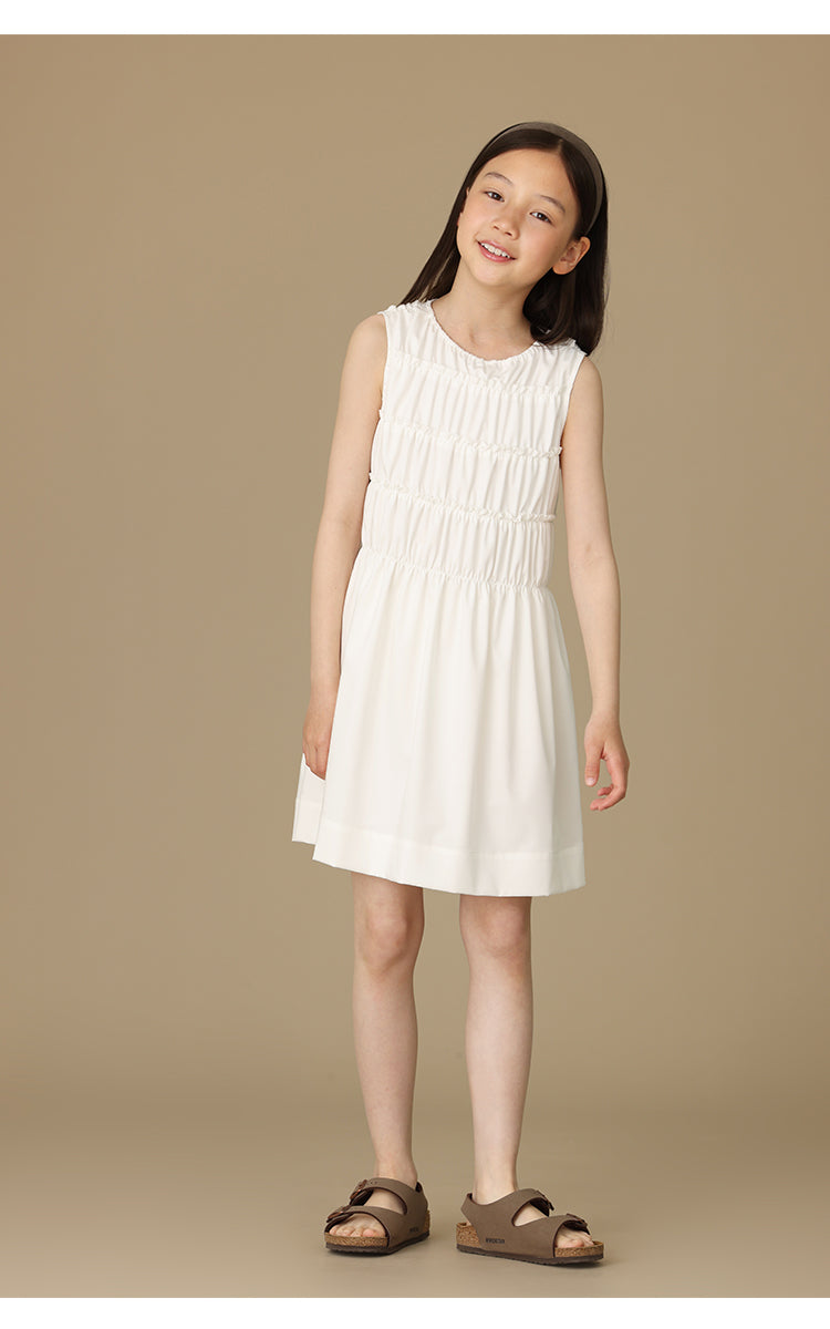 K6039 - Layered shirring sleeveless dress