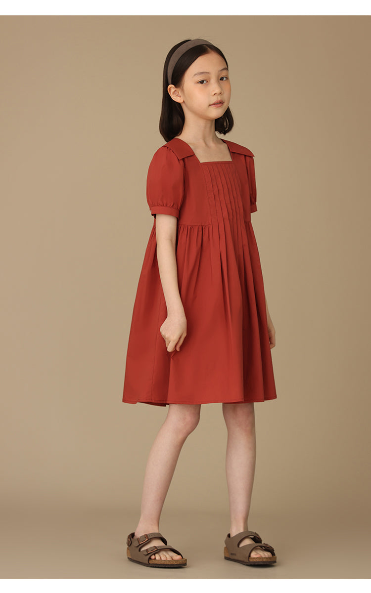 K5024 - Pintucked square neck cotton dress