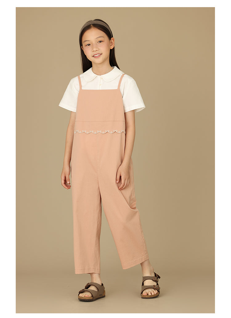 K6049 - Baby pink lace overalls