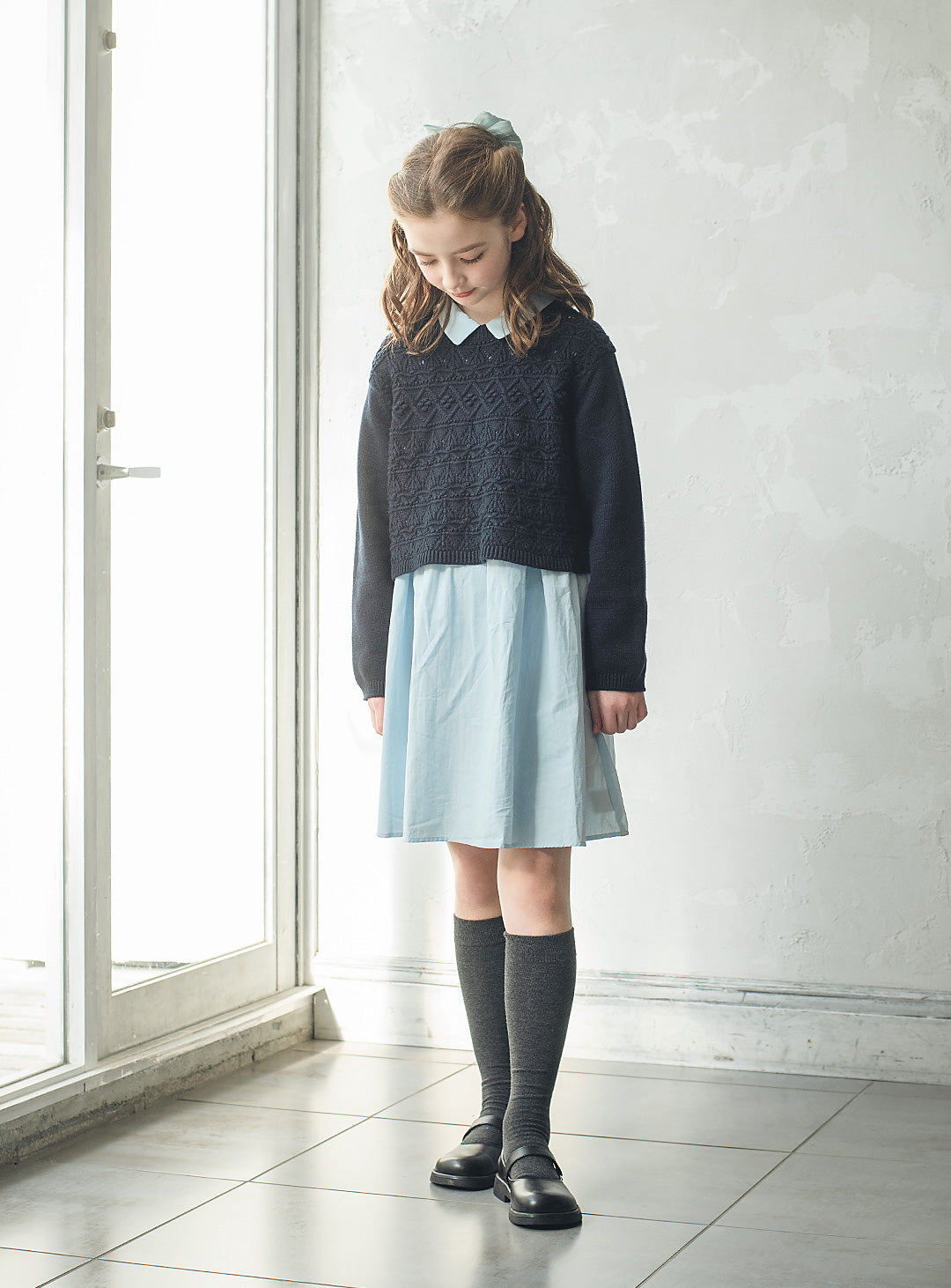 ニット×コットンワンピースセットアップ