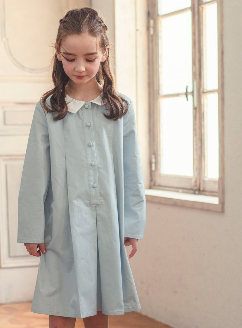 K3025 - 白色平领浅蓝色正式礼服