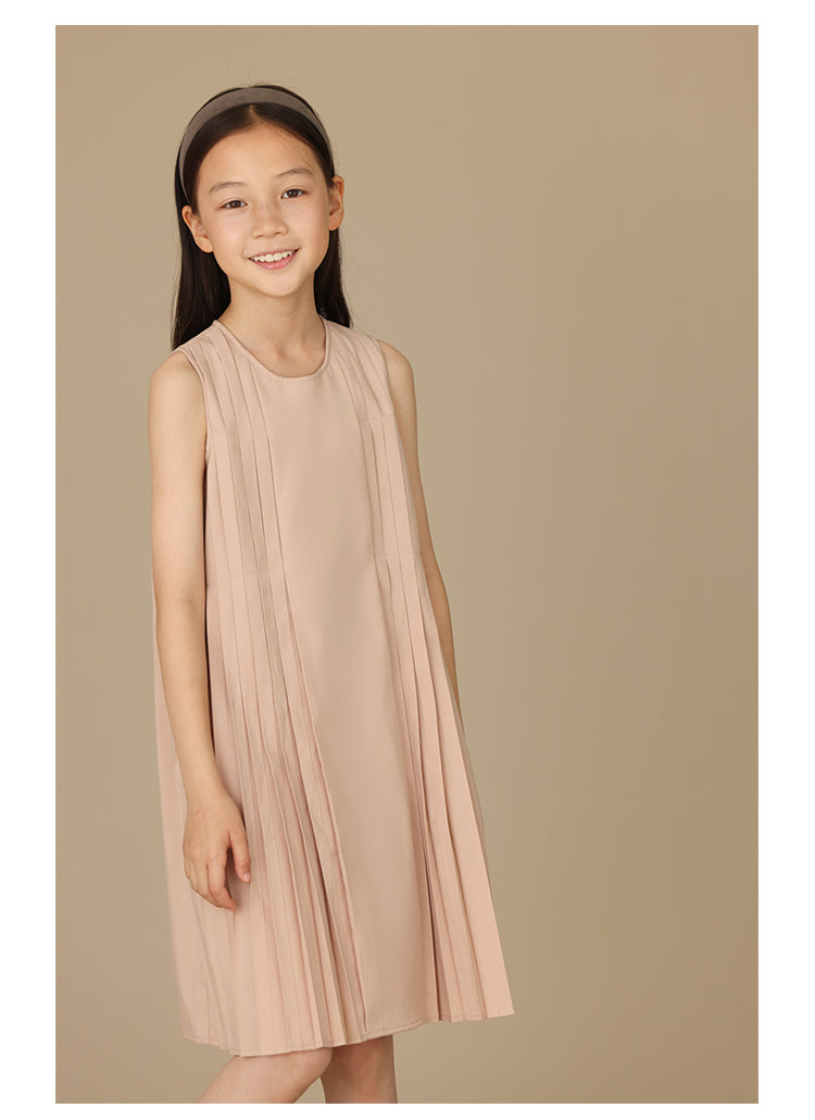 K6047 - Baby pink side pleated dress