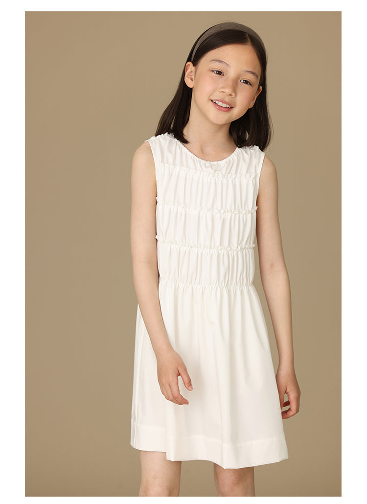 K6039 - Layered shirring sleeveless dress