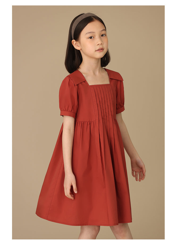 K5024 - Pintucked square neck cotton dress