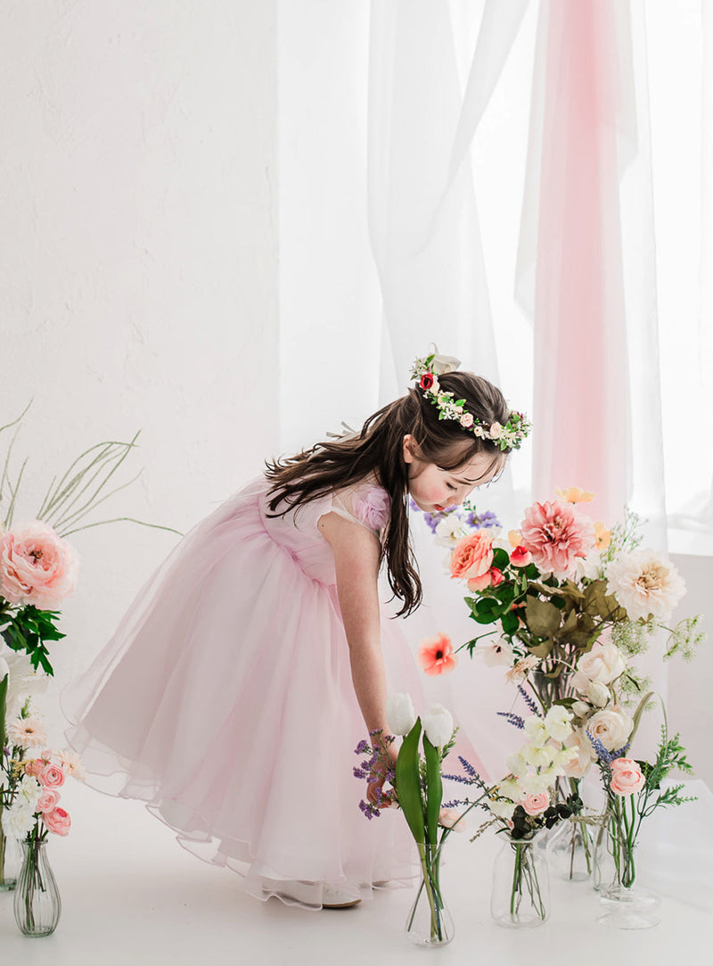 子供ドレス発表会・結婚式・おしゃれなDRESCCOのマグノリアフラワーピンクバイオレットドレスの画像9