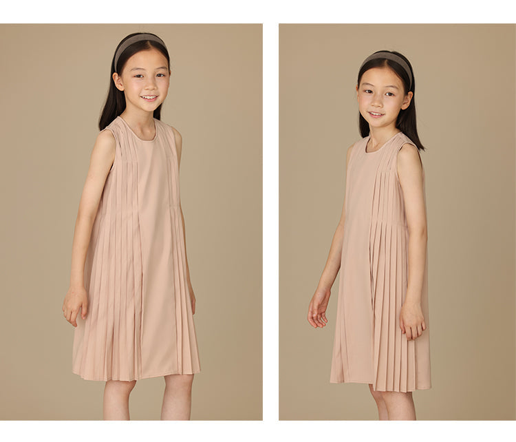 K6047 - Baby pink side pleated dress