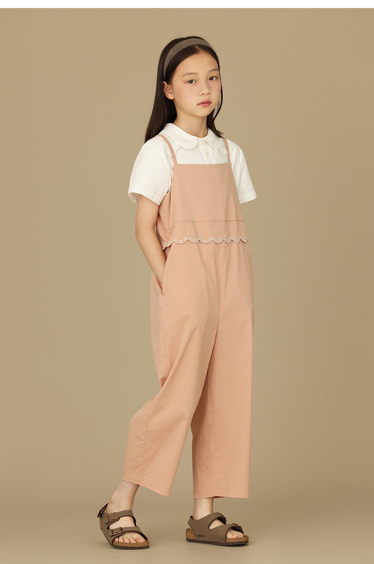 K6049 - Baby pink lace overalls