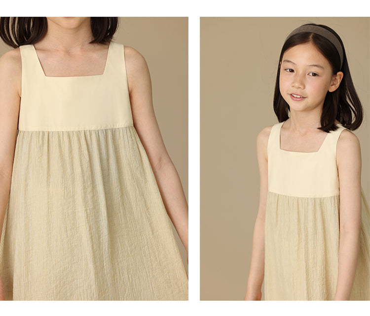 K6028 - Square neck simple wrinkled dress