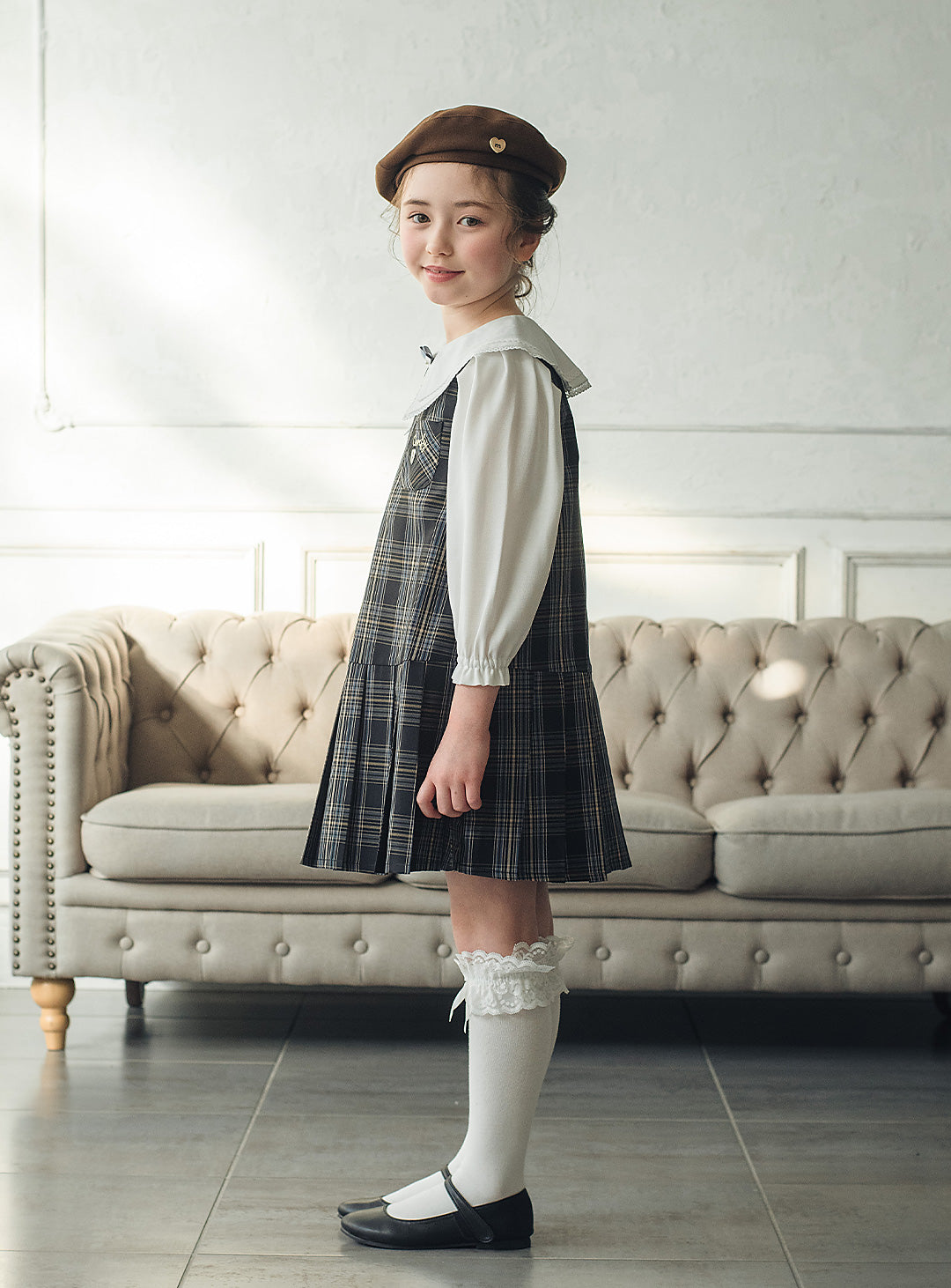 リディアネイビーチェックジャンパースカート