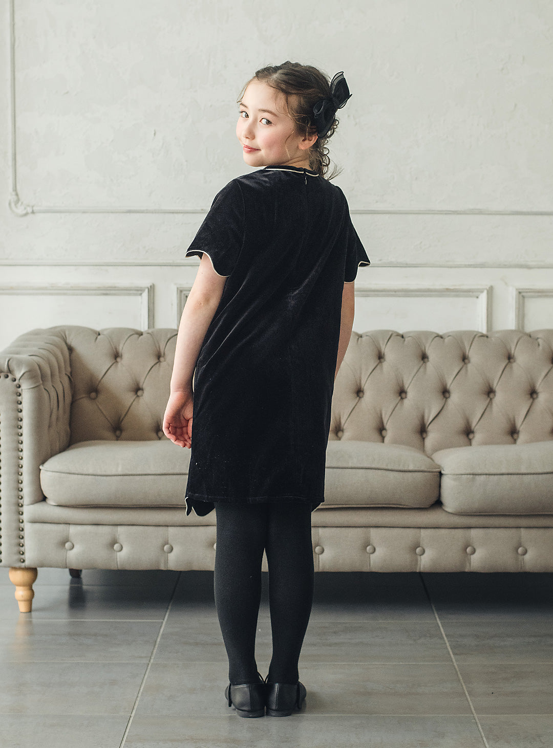 ベルベットフローラルシルエットワンピース