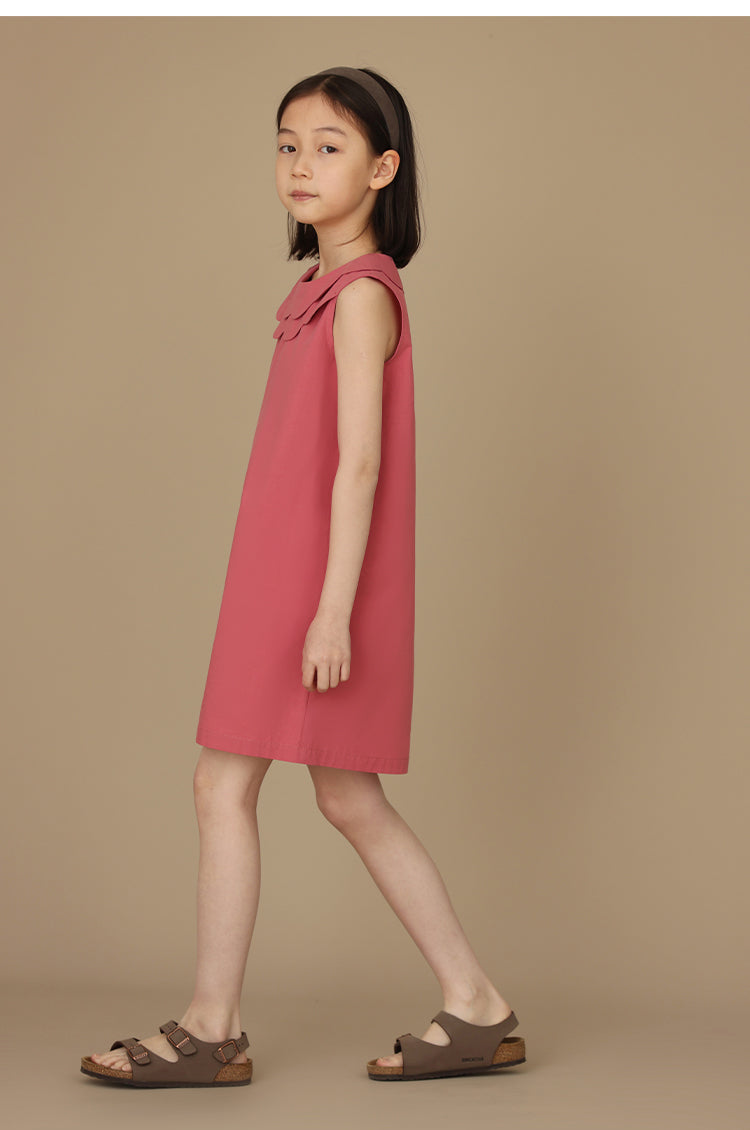 K3040 - Double scalloped collar sleeveless cotton dress