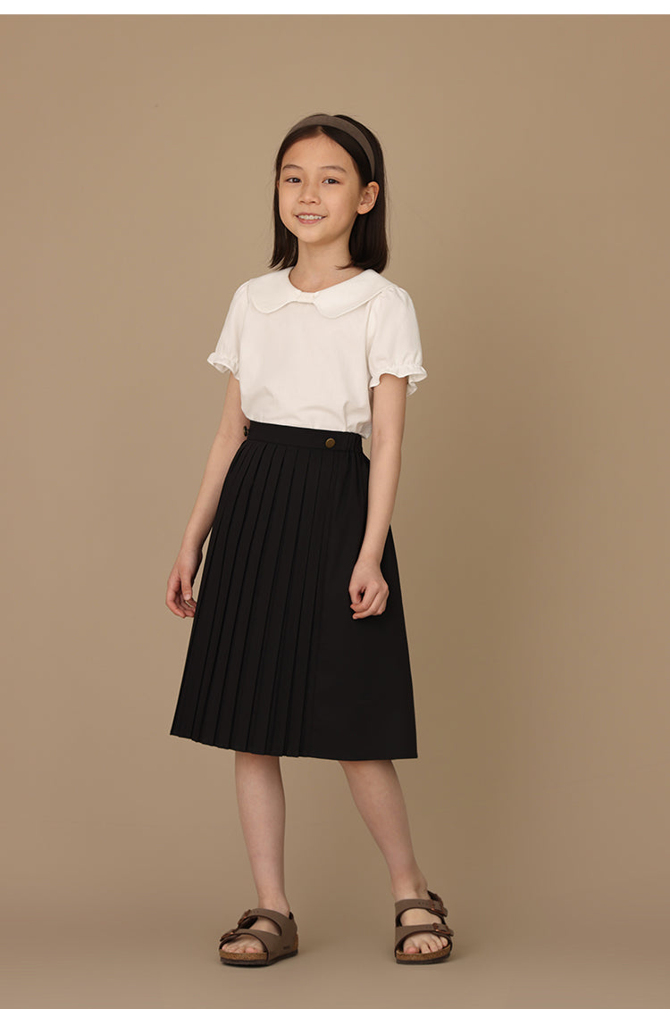 K3070 - Viscose black pleated skirt