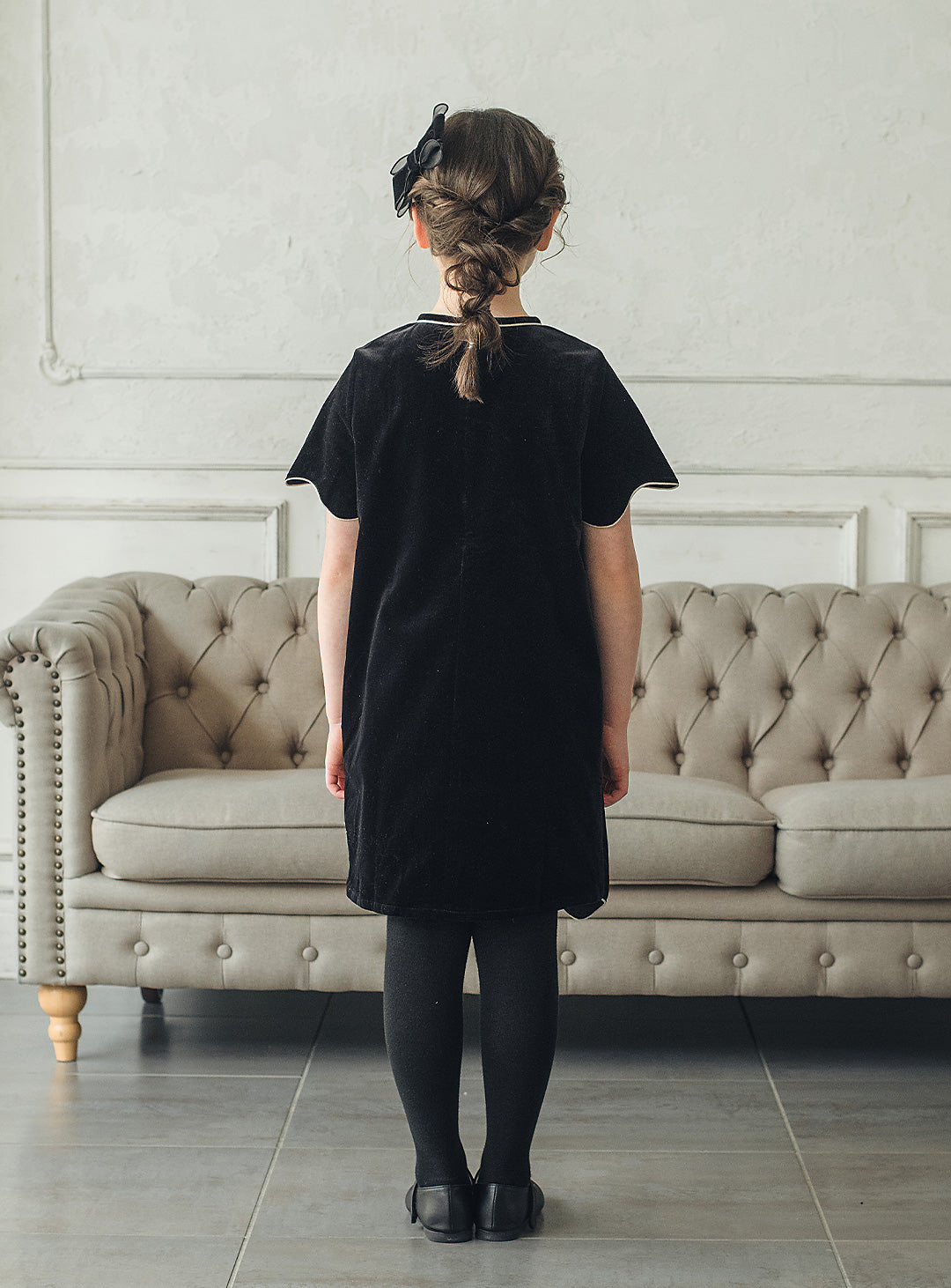 ベルベットフローラルシルエットワンピース