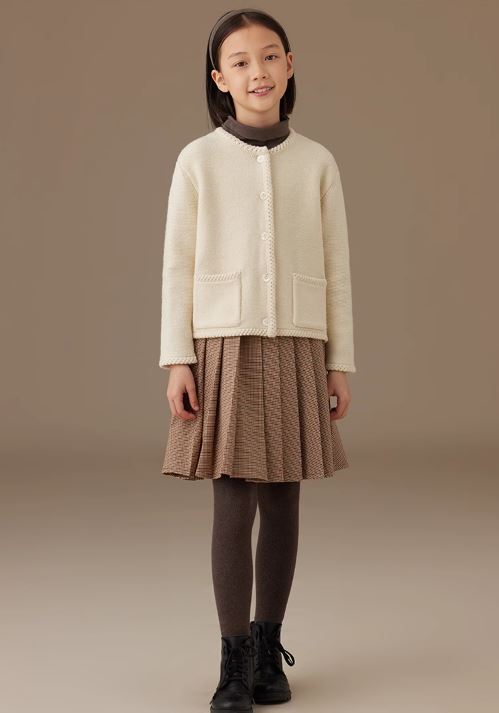 K12065 - Ivory knitted cardigan with pockets