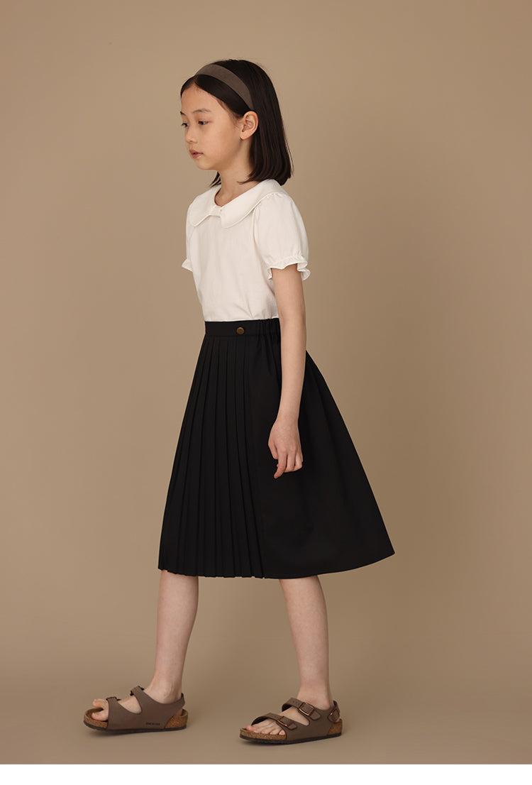 K3070 - Viscose black pleated skirt