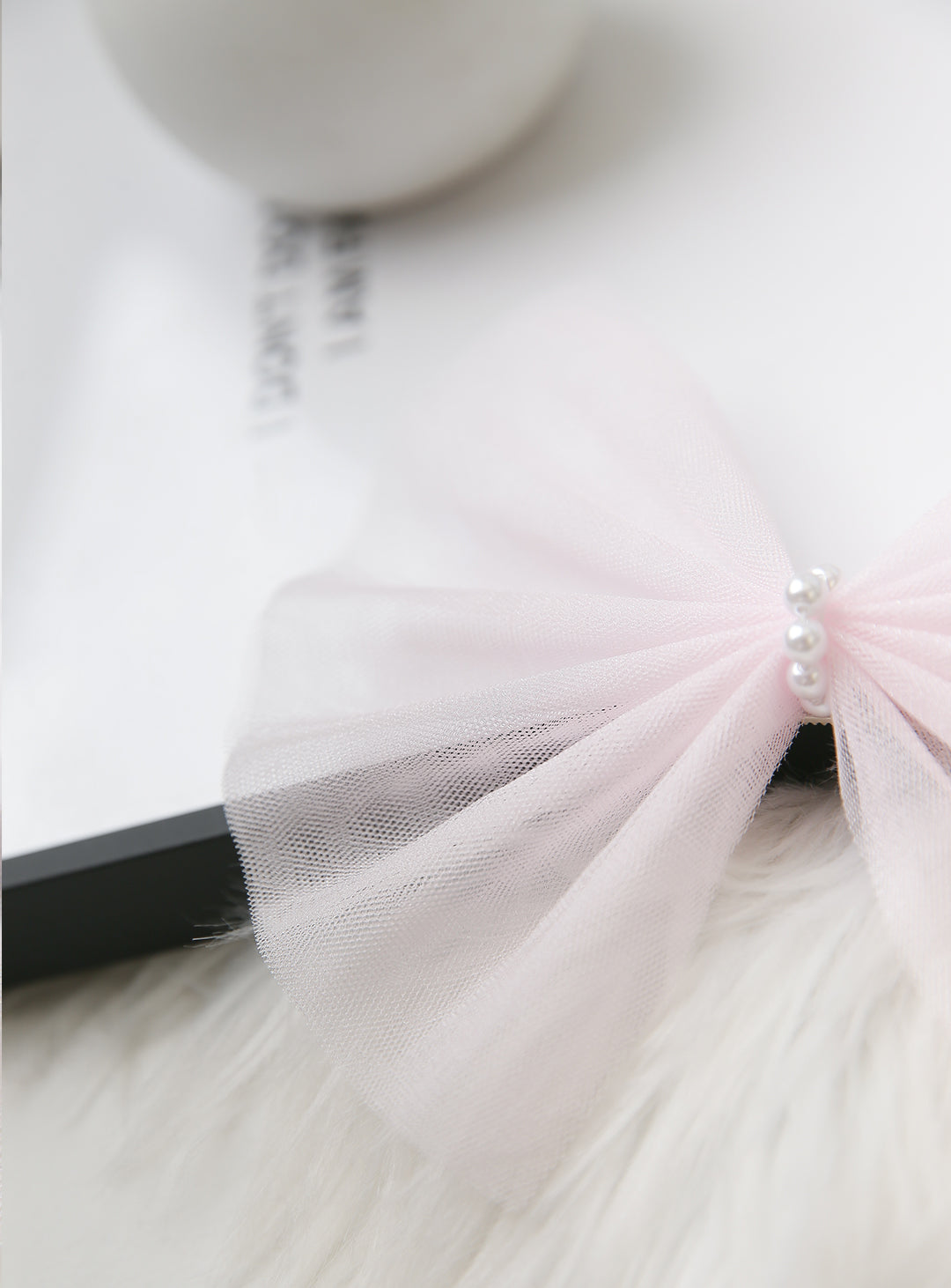 Tulle bick ribbon hairpin (pink)