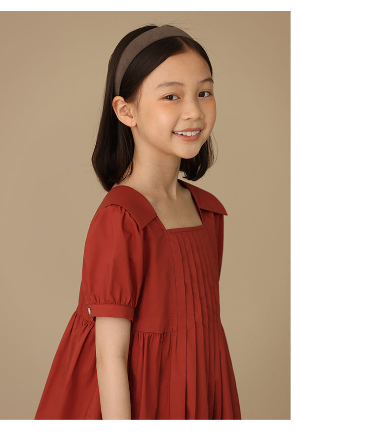 K5024 - Pintucked square neck cotton dress