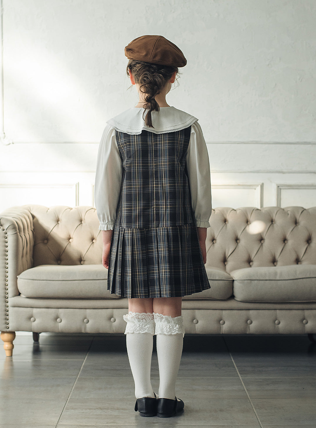 リディアネイビーチェックジャンパースカート