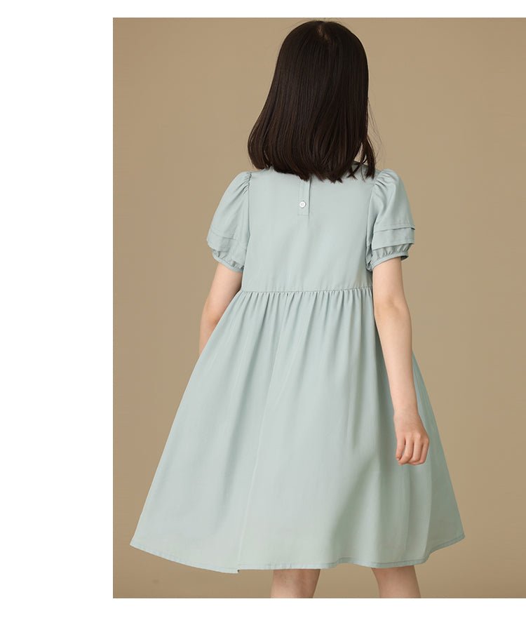 K6025 - Blue-gray striped pintucked dress