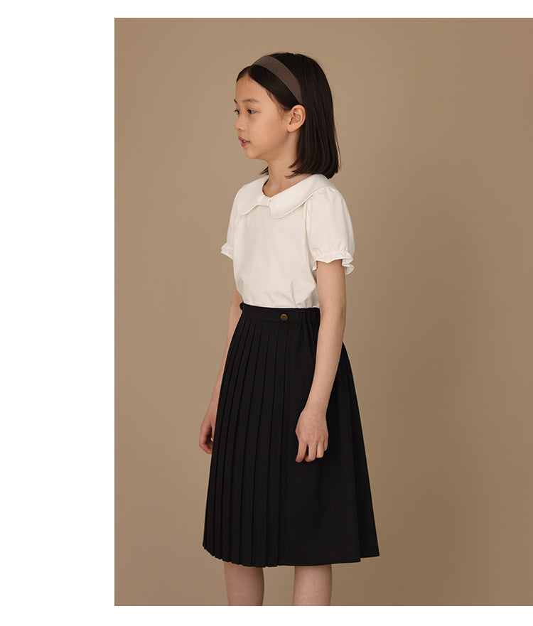 K3070 - Viscose black pleated skirt