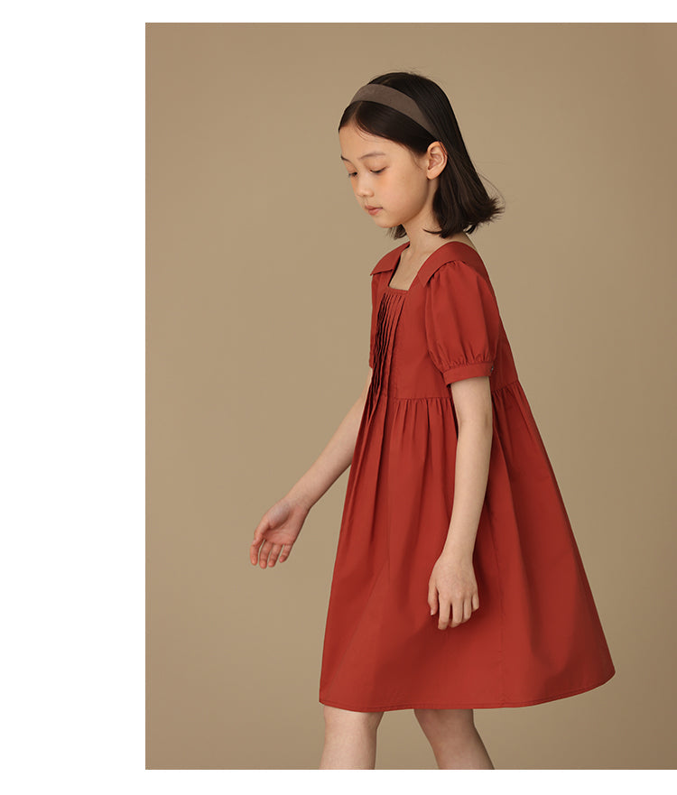 K5024 - Pintucked square neck cotton dress